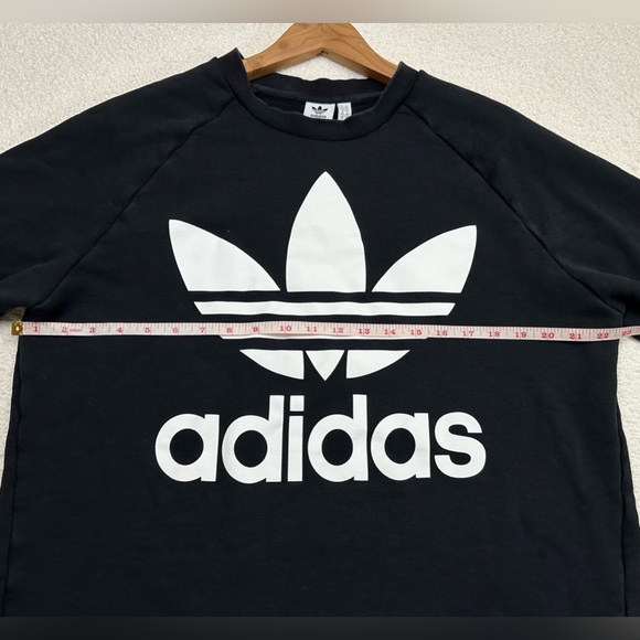 Adidas Originals Long Sleeve Crewneck Sweatshirt Size Large Black White Logo - Picture 6 of 6